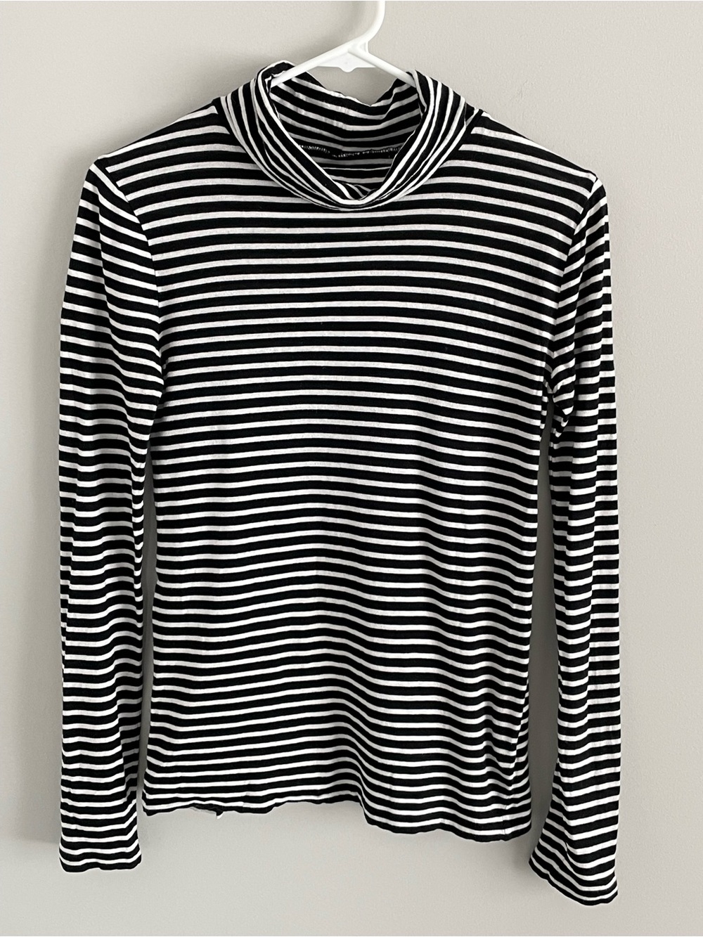 J.Crew Striped Long-Sleeve Tissue Turtleneck - Black & White